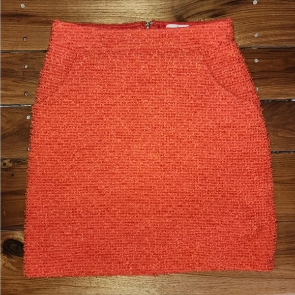 Kate Spade Orange Textured Gold Back Zip Hardware Women’s Pencil Skirt Size 4 - Picture 5 of 15